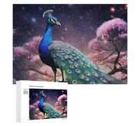 300 PCS Jigsaw Puzzle for Adults Enchanted Peacock in Blossom Dreamscape Puzzle for Adults Fun Games Staycation Kill Time Birthday And Unique Gifts 300 PCS