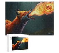 300 PCS Jigsaw Puzzle for Adults Fox Breathing Fire Artwork Puzzle for Adults Fun Games Staycation Kill Time Birthday And Unique Gifts 300 PCS