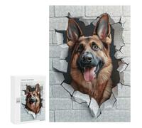 300 PCS Jigsaw Puzzle for Adults, German Shepherd Breaking Through Wall Artwork, Classic Jigsaw Entertainment for The Home, for Indoor Play