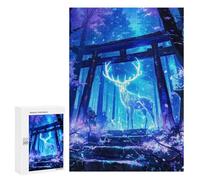 300 PCS Jigsaw Puzzle for Adults Glowing Deer in Forest Shrine Adult Jigsaw Puzzle Brain Teaser Game Stress Reliever Unique Gifts for Birthday And Christmas 300 PCS