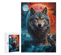 300 PCS Jigsaw Puzzle for Adults Howling at Lone Wolf Moon Adult Jigsaw Puzzle Brain Teaser Game Stress Reliever Unique Gifts for Birthday And Christmas 300 PCS