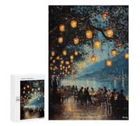 300 PCS Jigsaw Puzzle for Adults Impressionist Inspired Lakeside Lantern Evening Adult Jigsaw Puzzle Brain Teaser Game Stress Reliever Unique Gifts for Birthday And Christmas 300 PCS