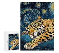 300 PCS Jigsaw Puzzle for Adults Jaguar Sleeping Under Starry Night Sky Adult Jigsaw Puzzle Brain Teaser Game Stress Reliever Unique Gifts for Birthday And Christmas 300 PCS