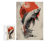 300 PCS Jigsaw Puzzle for Adults Japan Koi Fish Poster Adult Jigsaw Puzzle Brain Teaser Game Stress Reliever Unique Gifts for Birthday And Christmas 300 PCS