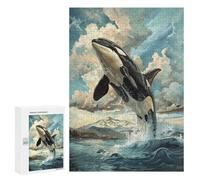 300 PCS Jigsaw Puzzle for Adults Majestic Orca Rising Adult Jigsaw Puzzle Brain Teaser Game Stress Reliever Unique Gifts for Birthday And Christmas 300 PCS