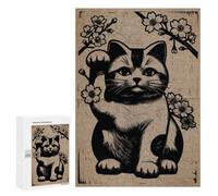 300 PCS Jigsaw Puzzle for Adults, Maneki-neko Lucky Cat Woodblock Print Artwork, Classic Jigsaw Entertainment for The Home, for Indoor Play