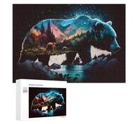 300 PCS Jigsaw Puzzle for Adults Nature's Majesty A Bear's Journey Through Colorful Landscapes Puzzle for Adults Fun Games Staycation Kill Time Birthday And Unique Gifts 300 PCS