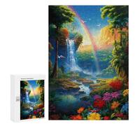 300 PCS Jigsaw Puzzle for Adults Rainbow Paradise with Waterfall Puzzle for Adults Fun Games Staycation Kill Time Birthday And Unique Gifts 300 PCS
