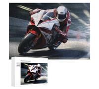 300 PCS Jigsaw Puzzle for Adults Rider in Red And White Suit on Motorcycle Puzzle for Adults Fun Games Staycation Kill Time Birthday And Unique Gifts 300 PCS