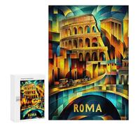 300 PCS Jigsaw Puzzle for Adults Rome Cubist Heritage - Modern Geometric Colosseum Adult Jigsaw Puzzle Brain Teaser Game Stress Reliever Unique Gifts for Birthday And Christmas 300 PCS