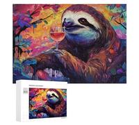 300 PCS Jigsaw Puzzle for Adults Sloth with Wine Glass in Vibrant Forest Puzzle for Adults Fun Games Staycation Kill Time Birthday And Unique Gifts 300 PCS