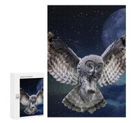 300 PCS Jigsaw Puzzle for Adults, The Great Grey Owl in Flight And Blue Moon Artwork, A Rewarding Pastime for Dedicated Jigsaw Fans, for Quiet Evenings