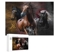 300 PCS Jigsaw Puzzle for Adults Three Majestic Horses in Motion Puzzle for Adults Fun Games Staycation Kill Time Birthday And Unique Gifts 300 PCS