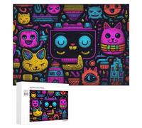 300 PCS Jigsaw Puzzle for Adults Vibrant Cat Faces A Colorful Artwork Puzzle for Adults Fun Games Staycation Kill Time Birthday And Unique Gifts 300 PCS