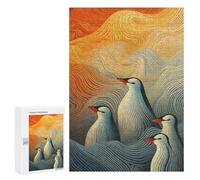 300 PCS Jigsaw Puzzle for Adults Wavy Penguins Adult Jigsaw Puzzle Brain Teaser Game Stress Reliever Unique Gifts for Birthday And Christmas 300 PCS