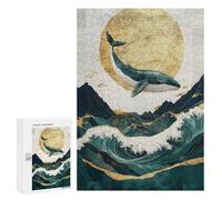 300 PCS Jigsaw Puzzle for Adults Whale Leaping Over Waves Adult Jigsaw Puzzle Brain Teaser Game Stress Reliever Unique Gifts for Birthday And Christmas 300 PCS