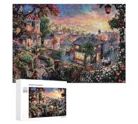300 PCS Jigsaw Puzzle for Adults Whimsical Village Scene with Flowers Puzzle for Adults Fun Games Staycation Kill Time Birthday And Unique Gifts 300 PCS