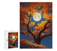 300 PCS Jigsaw Puzzle for Teenagers Autumn Moonlit Tree Landscape Jigsaw Puzzles for Adults Analysis And Logic Every Piece Is Unique - Brainteaser Family Games 300 PCS