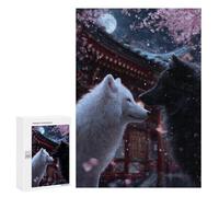 300 PCS Jigsaw Puzzle for Teenagers Cherry Blossom Night Wolves Jigsaw Puzzles for Adults Analysis And Logic Every Piece Is Unique - Brainteaser Family Games 300 PCS