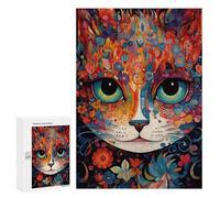 300 PCS Jigsaw Puzzle for Teenagers Colorful Cat Face Art Print Jigsaws for Adults Puzzle Difficult Challenge Fun Activities at Home Great Gift for Gaming 300 PCS