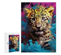 300 PCS Jigsaw Puzzle for Teenagers Colorful Leopard Art Print Jigsaws for Adults Puzzle Difficult Challenge Fun Activities at Home Great Gift for Gaming 300 PCS