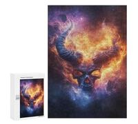 300 PCS Jigsaw Puzzle for Teenagers Fiery Demon Skull Nebula Jigsaws for Adults Puzzle Difficult Challenge Fun Activities at Home Great Gift for Gaming 300 PCS