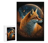 300 PCS Jigsaw Puzzle for Teenagers Fox Moon Night Art Print Jigsaw Puzzles for Adults Analysis And Logic Every Piece Is Unique - Brainteaser Family Games 300 PCS