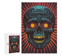 300 PCS Jigsaw Puzzle for Teenagers Glowing Skull Art Print Jigsaws for Adults Puzzle Difficult Challenge Fun Activities at Home Great Gift for Gaming 300 PCS