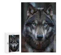 300 PCS Jigsaw Puzzle for Teenagers Gray Wolf with Blue Eyes -1 Jigsaws for Adults Puzzle Difficult Challenge Fun Activities at Home Great Gift for Gaming 300 PCS