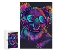 300 PCS Jigsaw Puzzle for Teenagers Koala DJ Headphones Art Print-2 Jigsaws for Adults Puzzle Difficult Challenge Fun Activities at Home Great Gift for Gaming 300 PCS