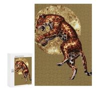 300 PCS Jigsaw Puzzle for Teenagers Leopard Moon Illustration Art Print Jigsaws for Adults Puzzle Difficult Challenge Fun Activities at Home Great Gift for Gaming 300 PCS