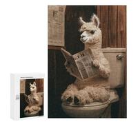300 PCS Jigsaw Puzzle for Teenagers Llama Reading Newspaper on Toilet-2 Jigsaw Puzzles for Adults Analysis And Logic Every Piece Is Unique - Brainteaser Family Games 300 PCS