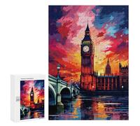 300 PCS Jigsaw Puzzle for Teenagers London Skyline with Big Ben -4 Jigsaws for Adults Puzzle Difficult Challenge Fun Activities at Home Great Gift for Gaming 300 PCS