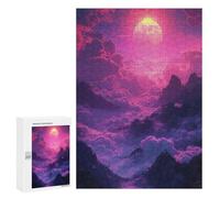 300 PCS Jigsaw Puzzle for Teenagers Magical Pink Sky Landscape Jigsaw Puzzles for Adults Analysis And Logic Every Piece Is Unique - Brainteaser Family Games 300 PCS