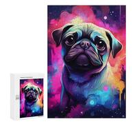 300 PCS Jigsaw Puzzle for Teenagers Neon Pug Pop Art Print Jigsaw Puzzles for Adults Analysis And Logic Every Piece Is Unique - Brainteaser Family Games 300 PCS
