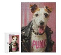 300 PCS Jigsaw Puzzle for Teenagers Punk Dog Art Print-4 Jigsaws for Adults Puzzle Difficult Challenge Fun Activities at Home Great Gift for Gaming 300 PCS