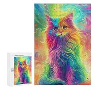 300 PCS Jigsaw Puzzle for Teenagers Rainbow Cat Art Print Jigsaws for Adults Puzzle Difficult Challenge Fun Activities at Home Great Gift for Gaming 300 PCS