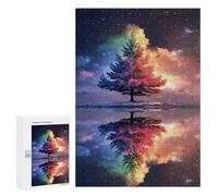 300 PCS Jigsaw Puzzle for Teenagers Rainbow Tree Reflection Night Sky Jigsaw Puzzles for Adults Analysis And Logic Every Piece Is Unique - Brainteaser Family Games 300 PCS