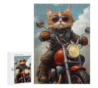 300 PCS Jigsaw Puzzle for Teenagers Rider Cat Biker Style Jigsaws for Adults Puzzle Difficult Challenge Fun Activities at Home Great Gift for Gaming 300 PCS