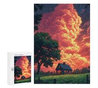 300 PCS Jigsaw Puzzle for Teenagers Rustic Cabin Under Dramatic Sky Jigsaw Puzzles for Adults Analysis And Logic Every Piece Is Unique - Brainteaser Family Games 300 PCS