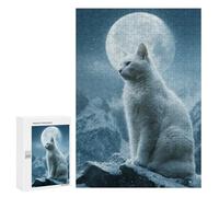 300 PCS Jigsaw Puzzle for Teenagers Snowy Mountain Cat Moonlight Jigsaws for Adults Puzzle Difficult Challenge Fun Activities at Home Great Gift for Gaming 300 PCS