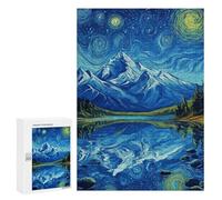 300 PCS Jigsaw Puzzle for Teenagers Starry Night Mountain Reflections -2 Adult Jigsaw Puzzles Staycation Kill Time Every Piece Is Unique - Great Gift for Gaming 300 PCS