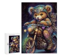 300 PCS Jigsaw Puzzle for Teenagers Steampunk Teddy Bear Motorcycle Art Print-1 Jigsaw Puzzles for Adults Analysis And Logic Every Piece Is Unique - Brainteaser Family Games 300 PCS