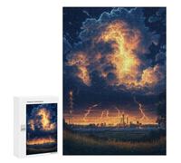 300 PCS Jigsaw Puzzle for Teenagers Thunderstorm Cityscape Adult Jigsaw Puzzles Staycation Kill Time Every Piece Is Unique - Great Gift for Gaming 300 PCS