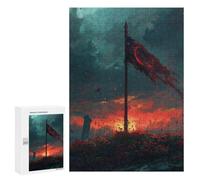 300 PCS Jigsaw Puzzle for Teenagers Warrior's Sunset Flag Jigsaw Puzzles for Adults Analysis And Logic Every Piece Is Unique - Brainteaser Family Games 300 PCS