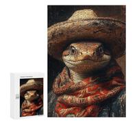 300 PCS Jigsaw Puzzle for Teenagers Western Lizard in Hat Adult Jigsaw Puzzles Staycation Kill Time Every Piece Is Unique - Great Gift for Gaming 300 PCS