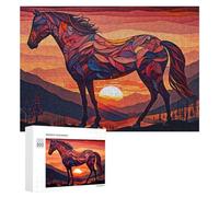 300 PCS Jigsaw Puzzle for Teenagerss Abstract Horse Sunset Artwork Jigsaws for Adults Fun Games Birthday Present Unique Birthday And Xmas Gifts 300 PCS