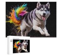 300 PCS Jigsaw Puzzle for Teenagerss Colorful Husky Tail Explosion Jigsaws for Adults Fun Games Birthday Present Unique Birthday And Xmas Gifts 300 PCS