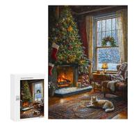 300 PCS Jigsaw Puzzle for Teenagerss Cozy Christmas Fireplace Painting Jigsaw for Adults Fun Games But Fun And Humorous Unique Birthday And Xmas Gifts 300 PCS