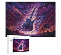 300 PCS Jigsaw Puzzle for Teenagerss Electric Guitar in Stormy Sky-2 Jigsaws for Adults Fun Games Birthday Present Unique Birthday And Xmas Gifts 300 PCS